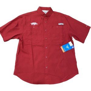 Columbia PFG Arkansas Razorbacks Short Sleeve Vented Shirt Omni Shade Size Small